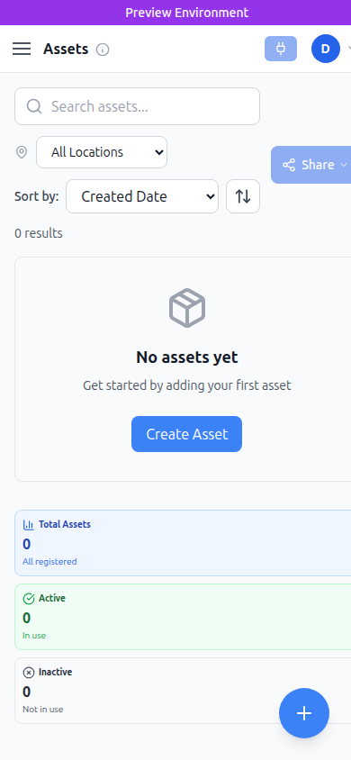 Assets mobile screenshot