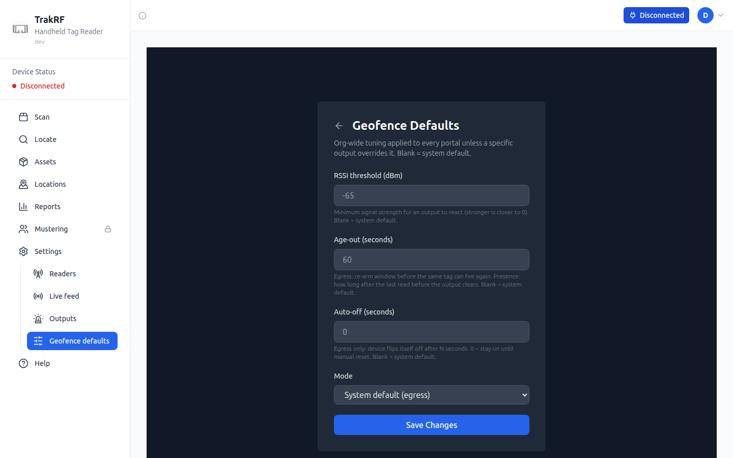 Geofence defaults desktop screenshot