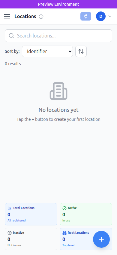 Locations mobile screenshot
