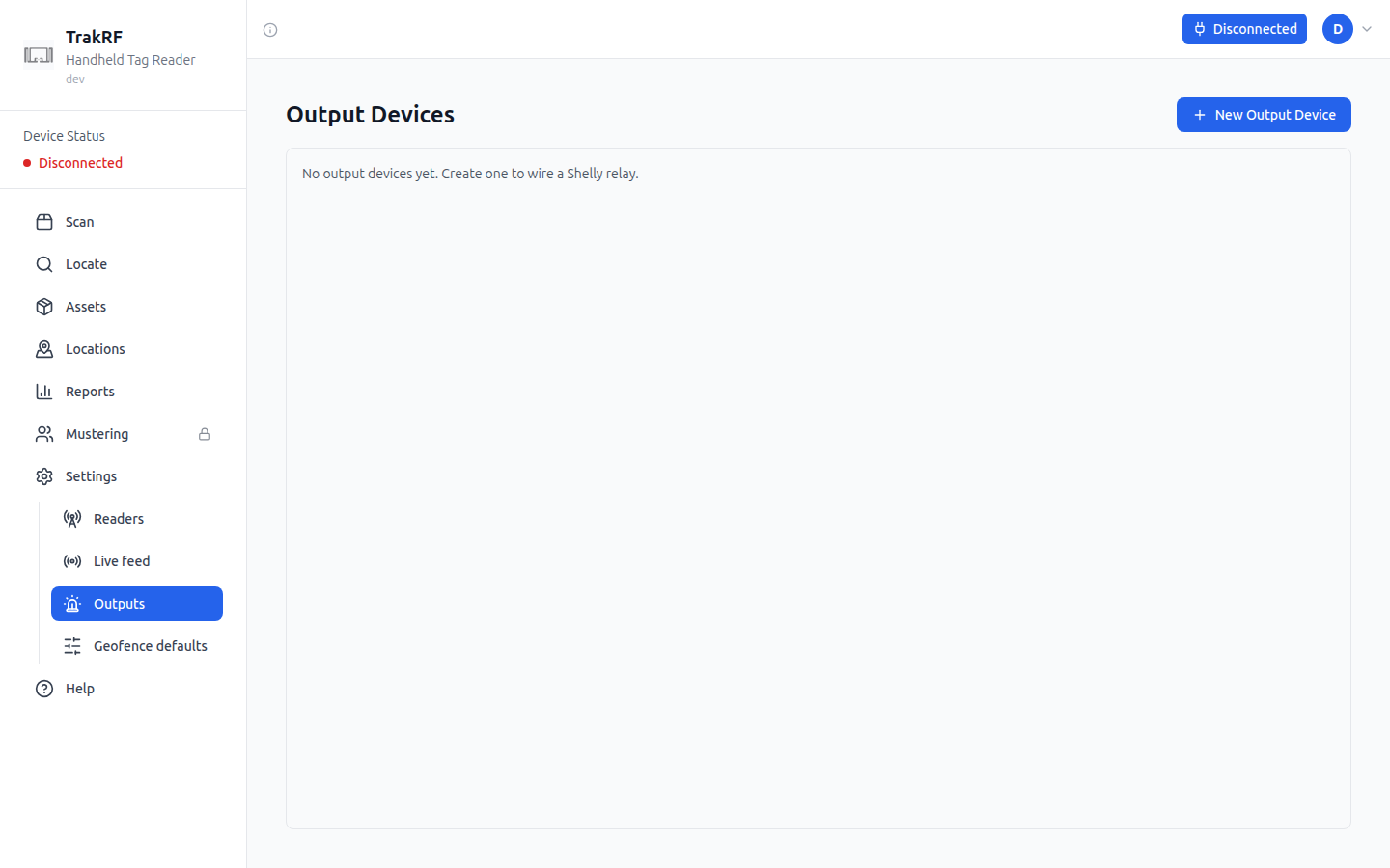 Outputs desktop screenshot