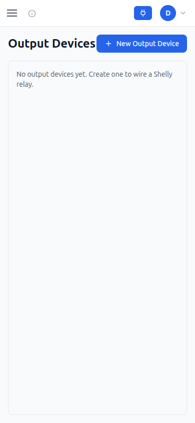 Outputs mobile screenshot